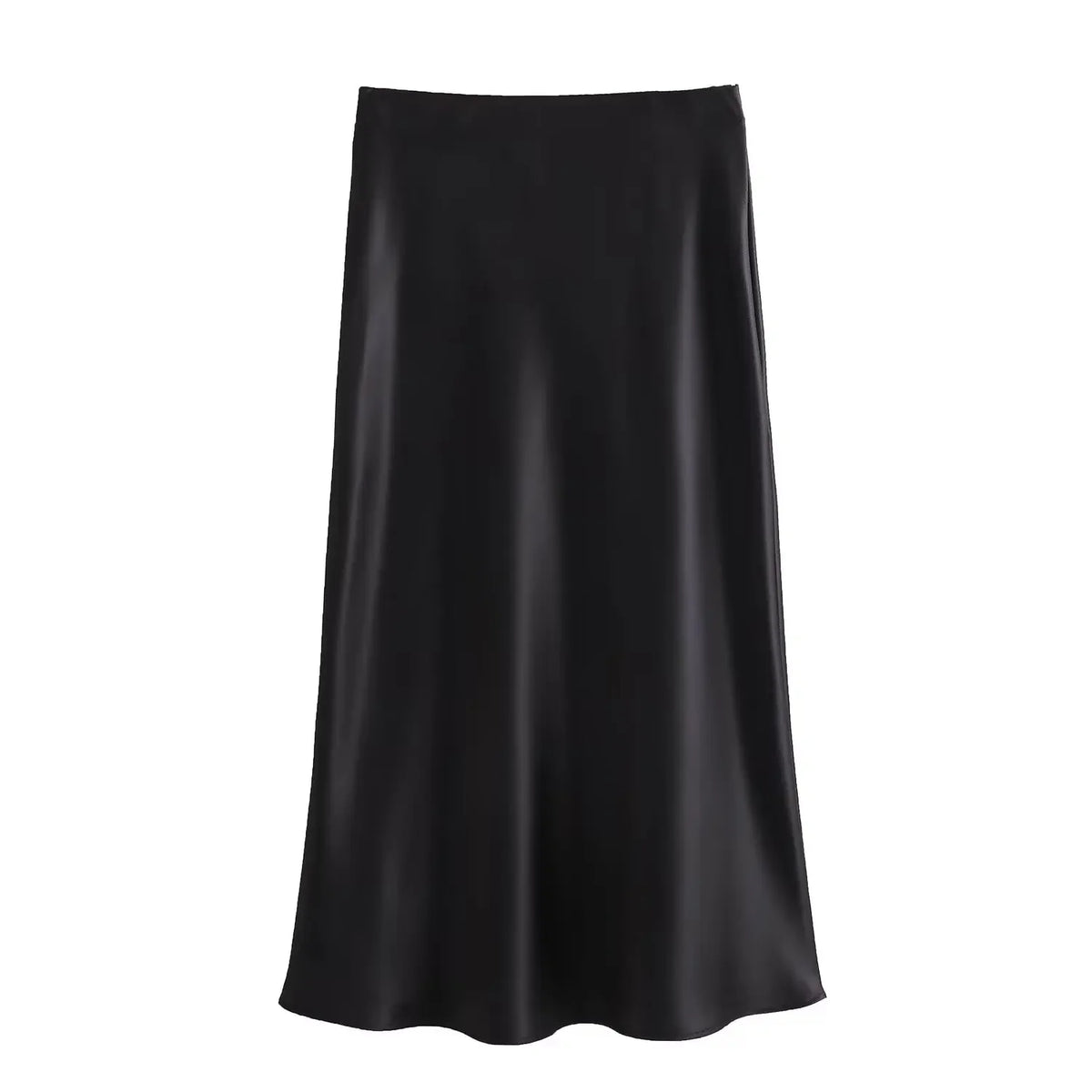 Willshela 2024 Black Satin Skirt Woman High Waist Elegant Long Skirts For Women Fashion Summer Midi Skirt Office Women's Skirts