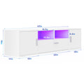 Meuble TV LED RGB 160 cm Style Scandinave – 16 Couleurs | 2 Portes | 1 Tiroir | Étagères Verre | TV 70"