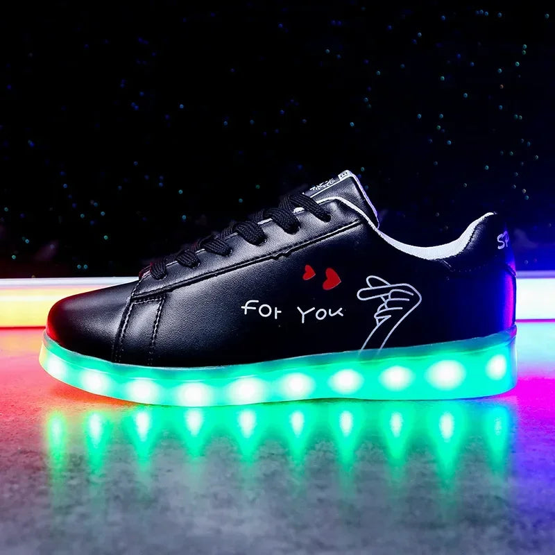 Baskets LED Lumineuses – Chaussures à Lacets Recharge USB Unisexe | Semelle Lumineuse