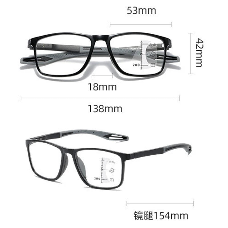 Lunettes de Lecture Progressives Multifocales Anti-Lumière Bleue – Mixte, Grande Monture Rectangulaire