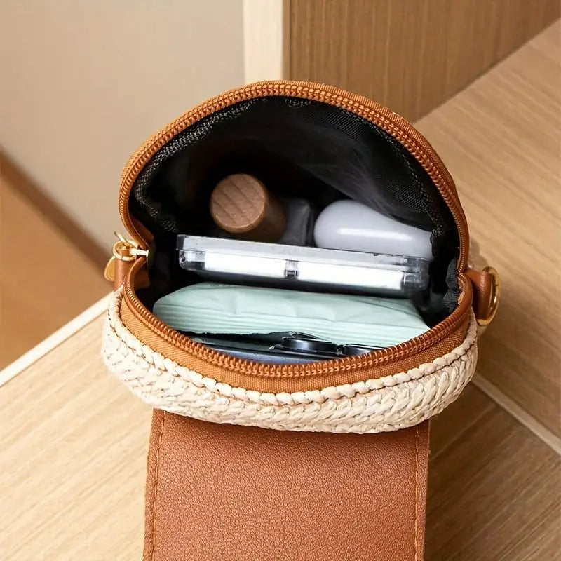 Mini Sac Bandoulière Tressé en Paille – Sac Téléphone Femme Bohème