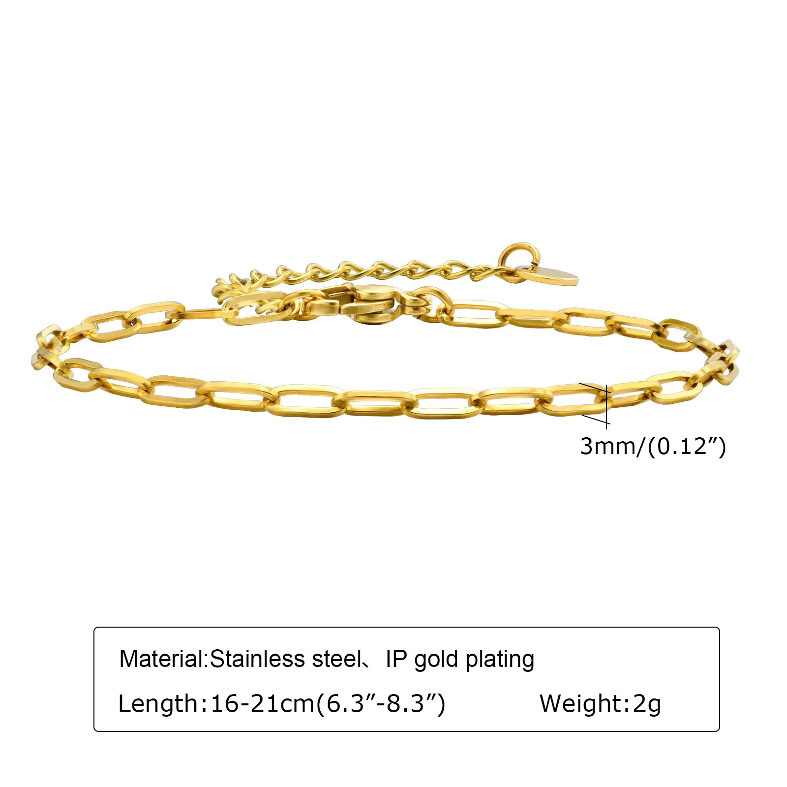 Bracelet Chaîne Acier Inoxydable Waterproof – Plaqué Or Femme