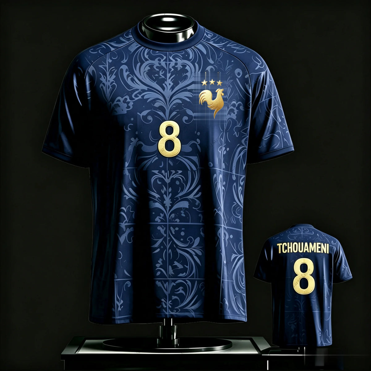 Mbappe 10 Soccer Jersey Golden Rooster Badge Double-Sided Quick Dry Crewneck Short Sleeve Unisex Premium Football Fan Jersey