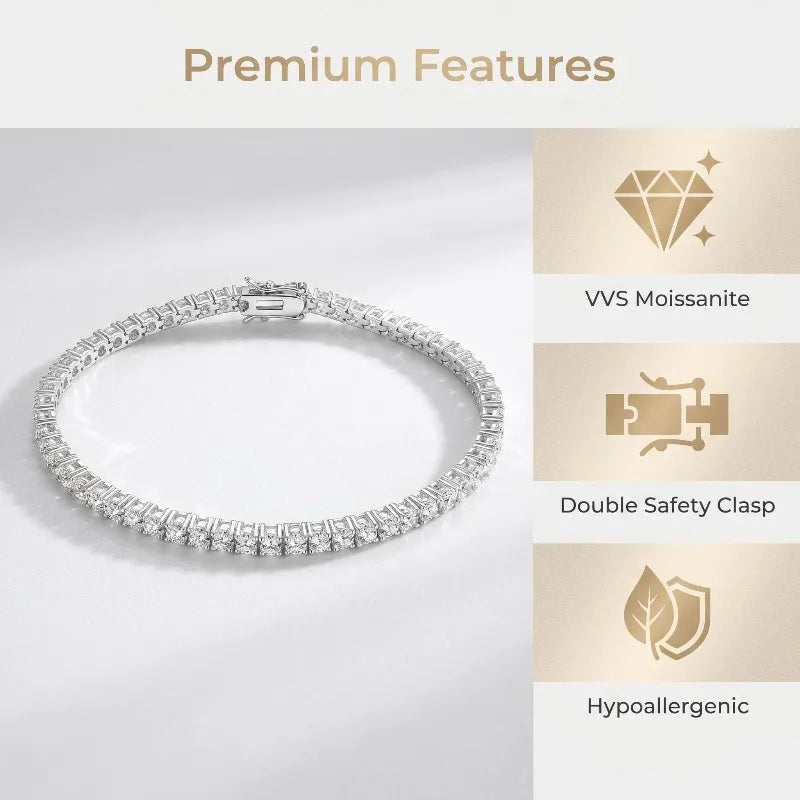 D VVS1 100% Moissanite Tennis Bracelets S925 Sterling Silver for Women Man High Quality Wedding Jewelry Accessories Fashion Gift