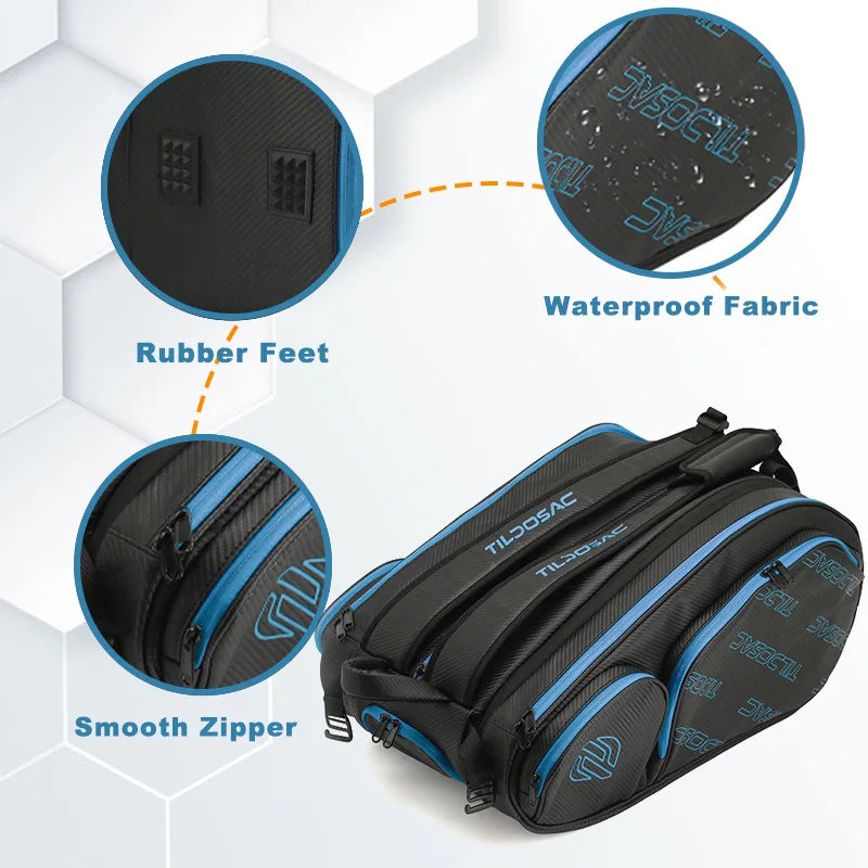 Detachable Pickleball Padel Bag Men Women Insulated Shoes Compartment Pickleball Paddles Racket Backpack Outdoor Gym Sport Bags