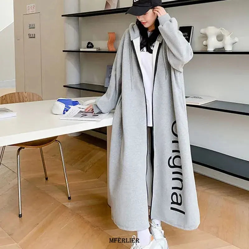 Manteau Long Femme Grande Taille à Capuche – Polaire Zippée Hiver (L à 6XL)