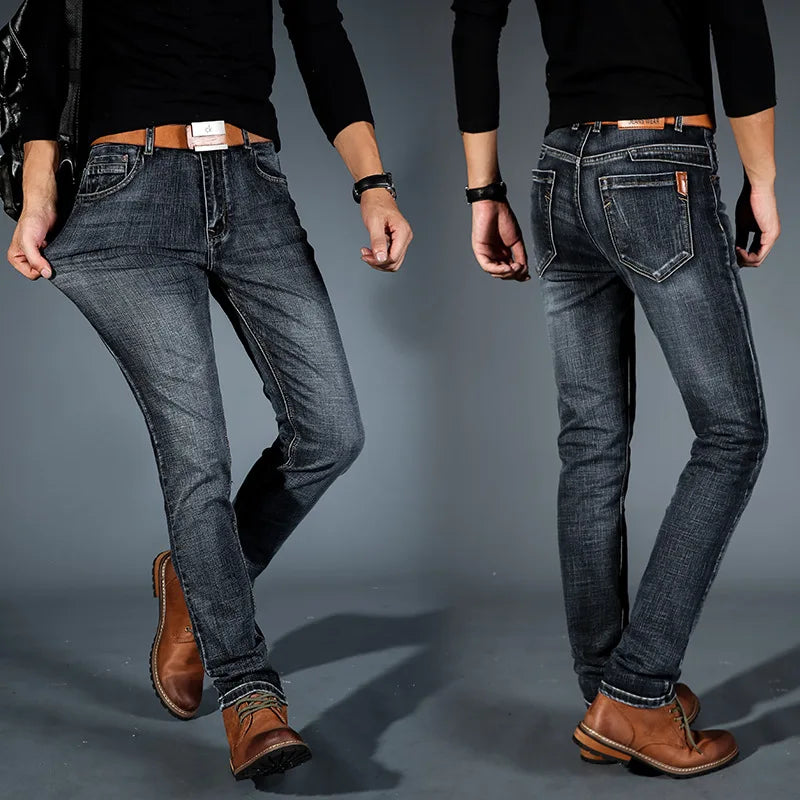 Men's Jean Straight 100% Cotton – Casual Style Korean Garment Wash | Sizes 28-40