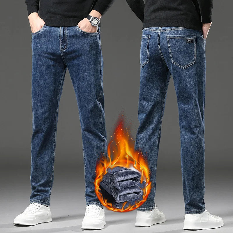Jean Molletonné Homme Hiver – Coupe Droite Slim Chaud Polaire | 3 Coloris | Tailles 28-38
