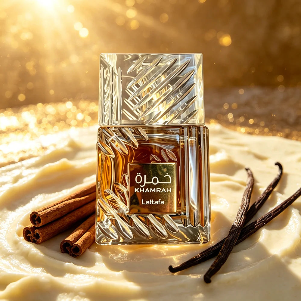 Lattafa Khamrah 100ml Eau De Parfum - Rich Sweet Oriental Scent with Vanilla, Cinnamon & Tonka, Perfect for Daily & Evening Wear, Long Lasting Unisex Fragrance