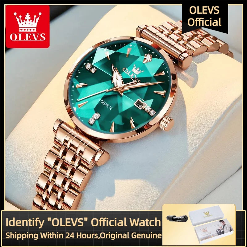 Montre Femme OLEVS 5536 Quartz Diamant – Coffret Bracelet Luxe