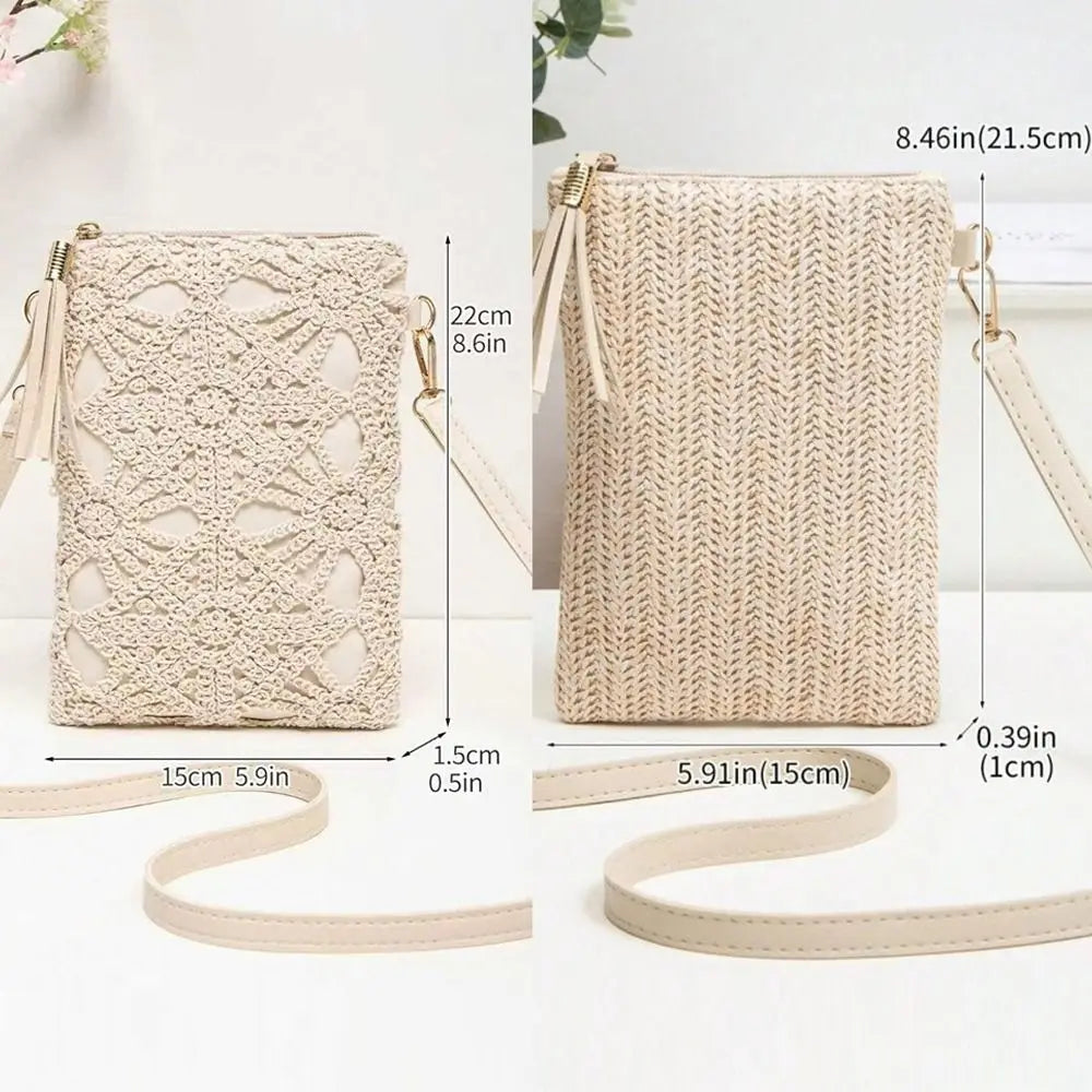 Fashion Woven Print Women Crossbody Bag Lightweight Multicolor Cell Phone Bag Elegant Shoulder Bag Mom Gift