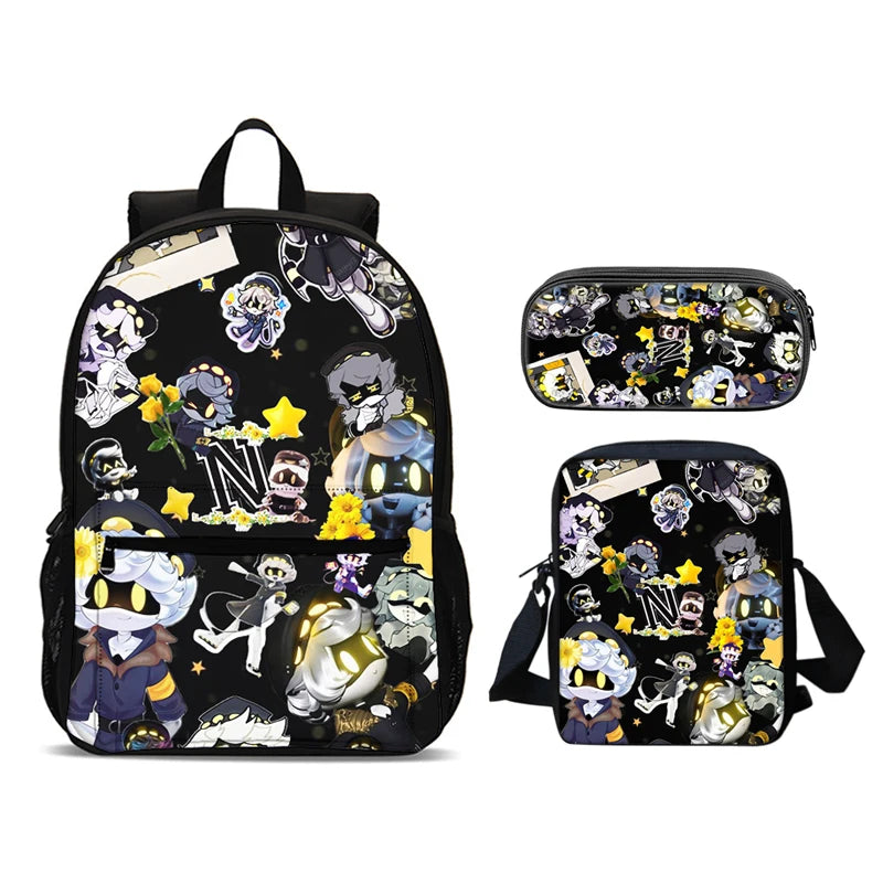 Murder Drones 3pcs Set Backpack 47cm/18.5inch Large Capacity Backpack Shoulder Bag Pencil Case Book Bags for Boys Girl Best Gift