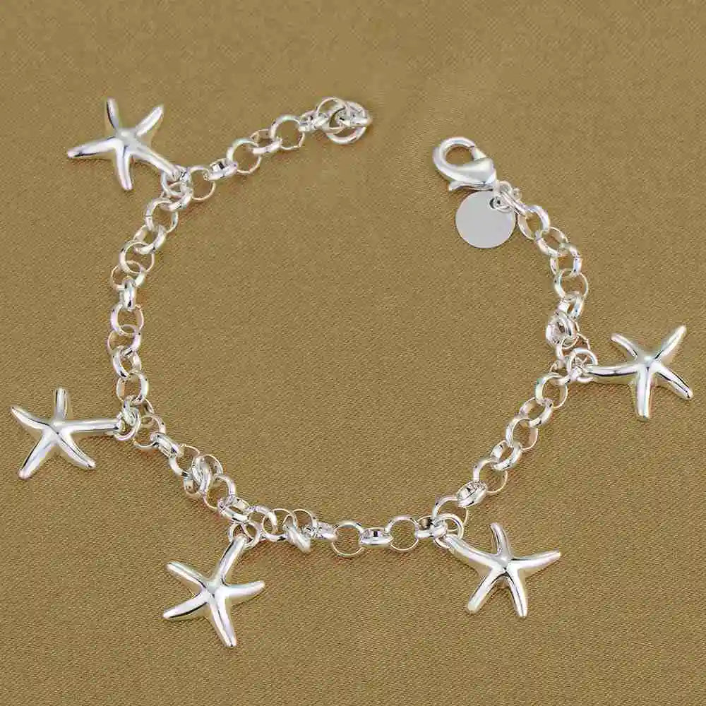 Bracelet Charm en Argent Sterling 925 – Chaîne Perlée Romantique pour Femme
