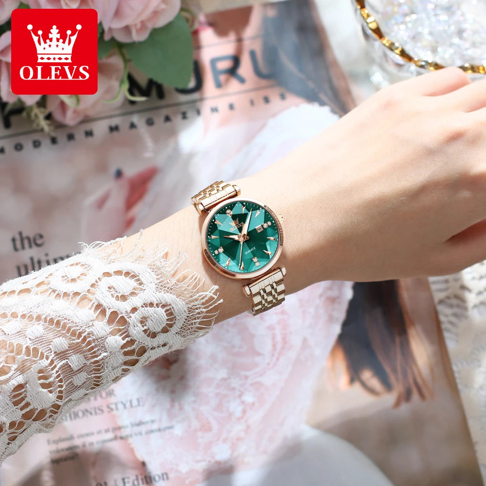 Montre Femme OLEVS 5536 Quartz Diamant – Coffret Bracelet Luxe