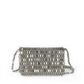 Pochette Téléphone Clapet Perlée – Design Argenté Creux Fait Main, Style Rétro Glam