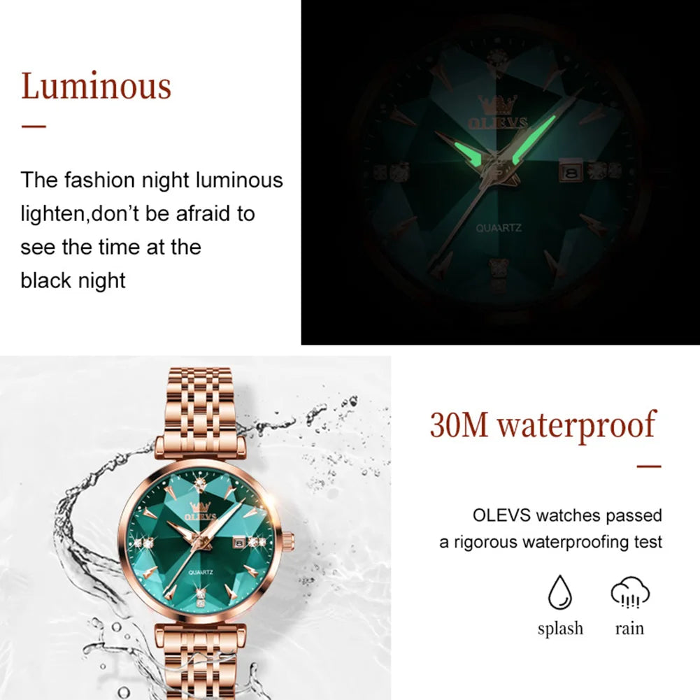 Montre Femme OLEVS 5536 Quartz Diamant – Coffret Bracelet Luxe