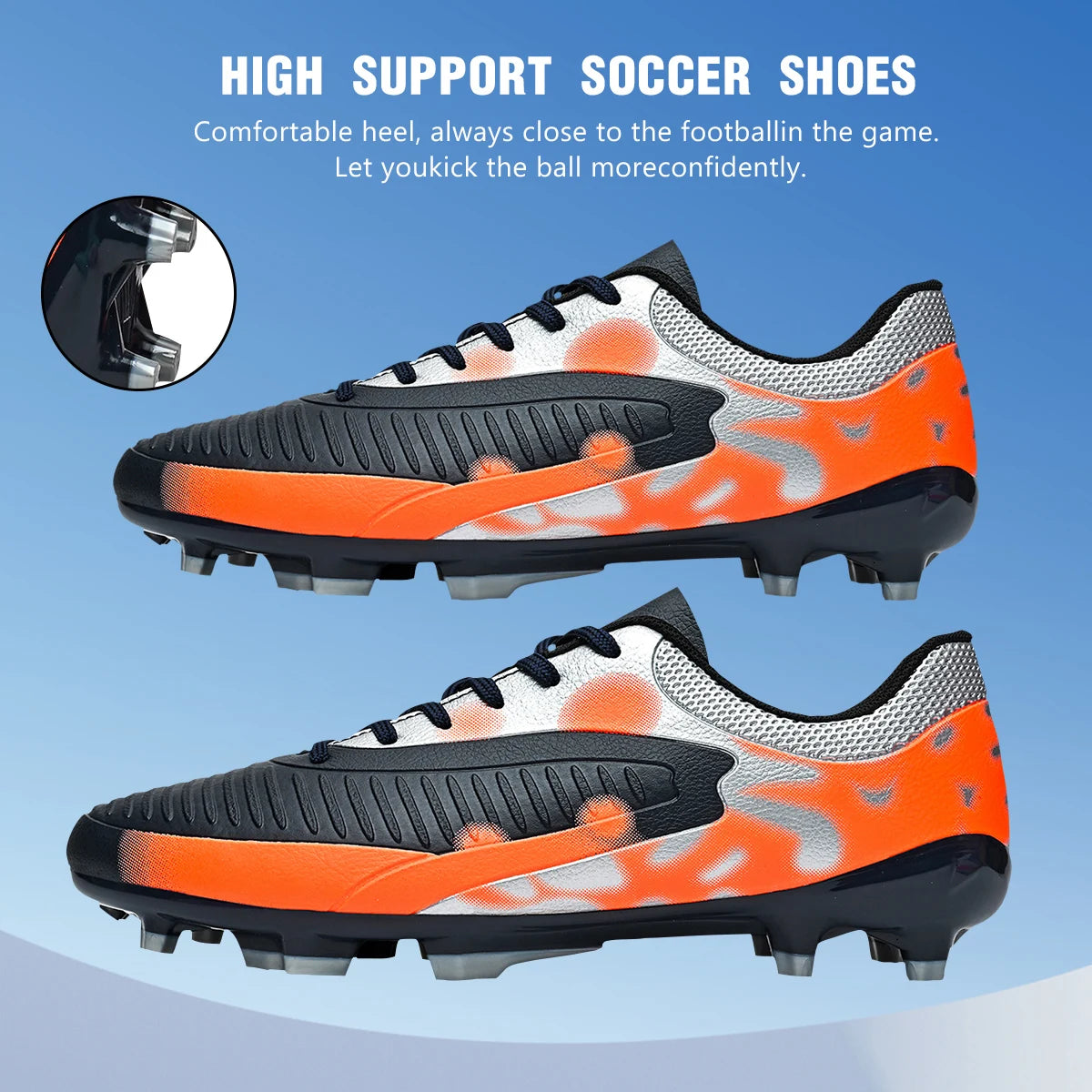 Chaussures de Football Homme AG/FG – Tige PU Souple, Semelle TPU Antichoc, Crampons Longs