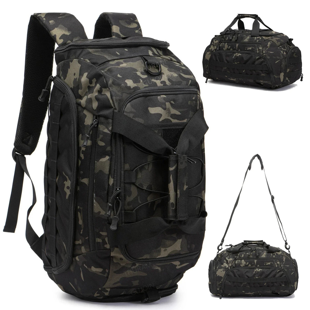3-in-1 Tactical Gym Backpack with Shoe Compartment Convertible Duffel Sling Bag for Men Women Weekender Overnight Travel Bag