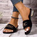 Sandales Femme Casual Bohème – Boucle Métallique, Talon Chaton, Plage & Quotidien