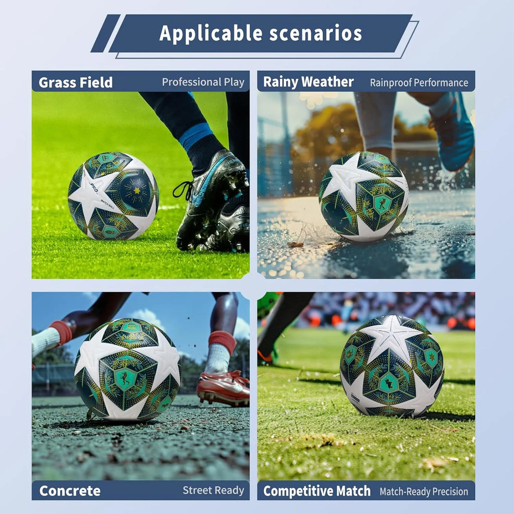 Ballon de Football Professionnel Taille 5 – Couture Thermique, PU Imperméable + Kit Complet d'Accessoires