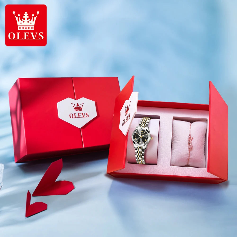 OLEVS 9931 Montre Femme Luxe – Quartz, Miroir Losange, Acier Inoxydable, Diamants, Étanche 3 Bar