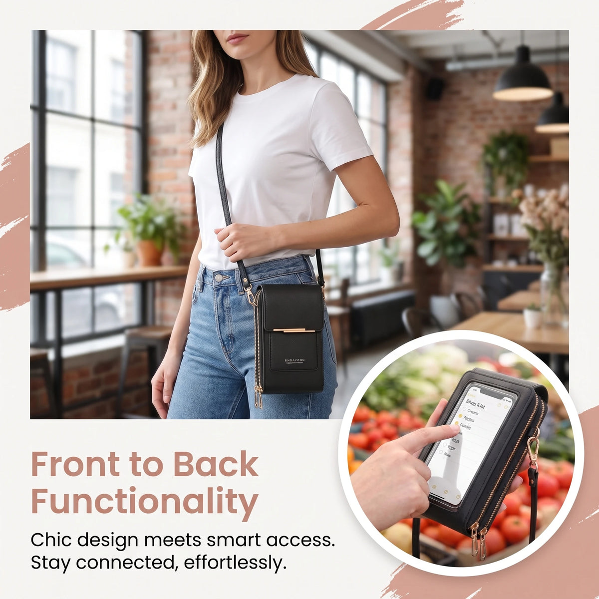 Sac Téléphone Bandoulière Anti-RFID Pomelo Best – Cuir PU, Écran Tactile, 4 Coloris