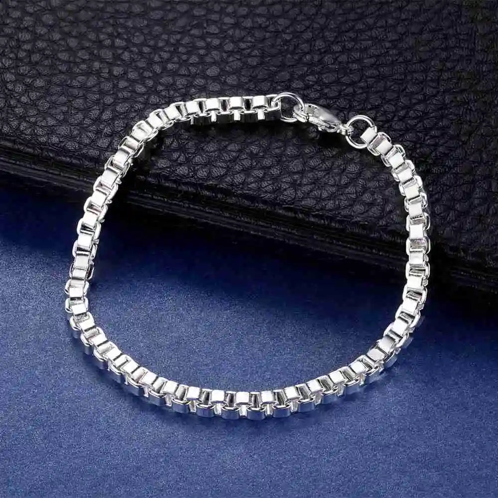 Bracelet Charm en Argent Sterling 925 – Chaîne Perlée Romantique pour Femme