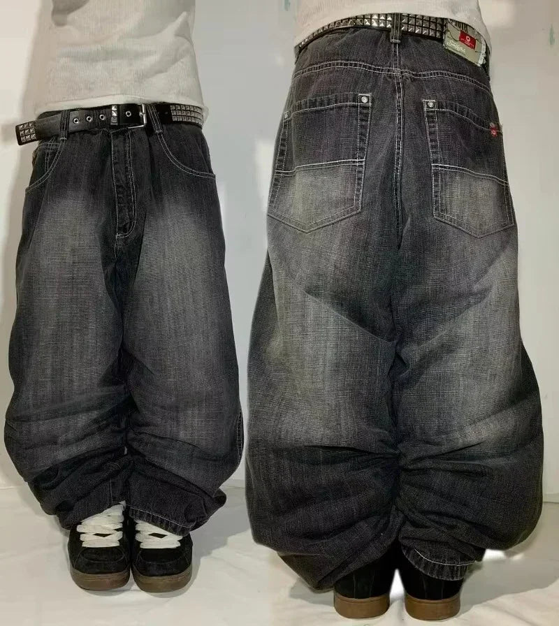 Jean Y2K Baggy Homme Imprimé Blue Washed Hip Hop Rock Wide Leg | Multi-Coloris M-XXL