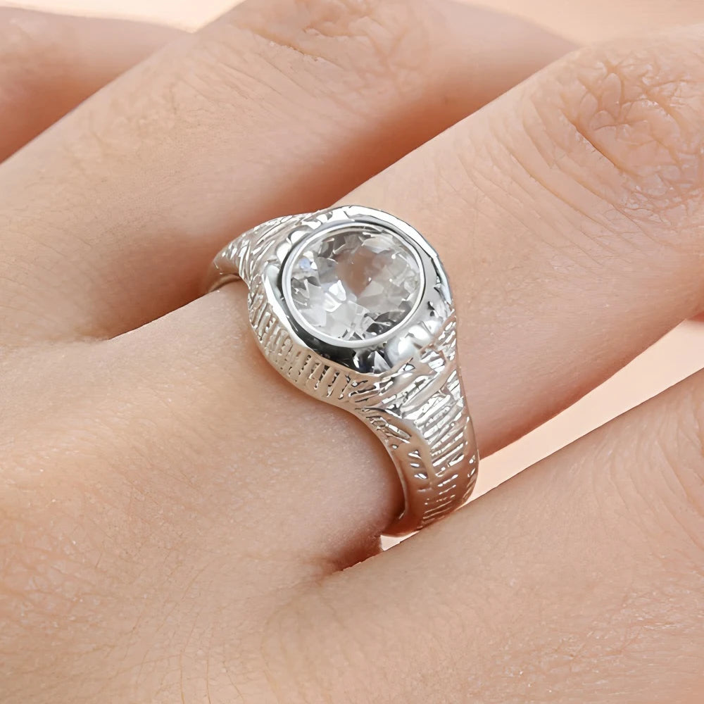 Bague Lotus en Argent Sterling 925 Femme – Texture Rétro & Ajustable | Cadeau Bijou