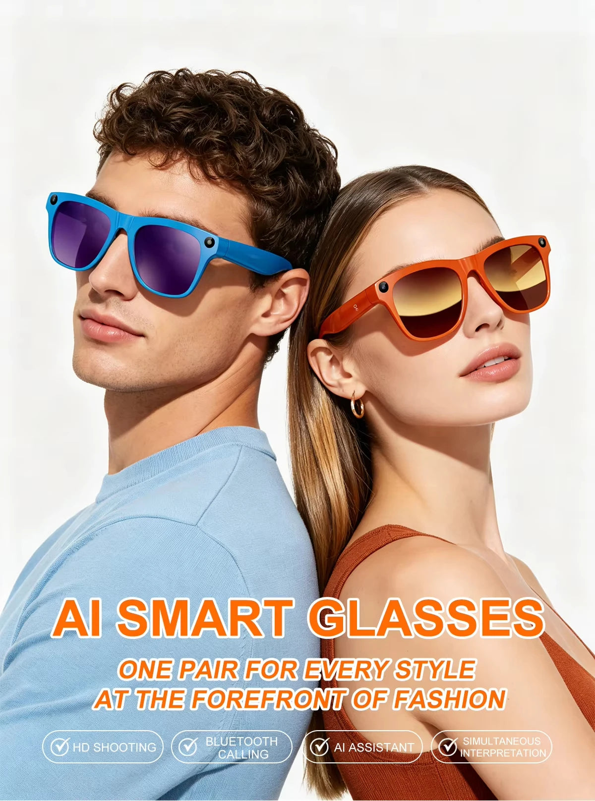 Lenovo Upgrade Smart AI Glasses 800W HD 8K Shooting Camera Photo Video Voice Call Translation Bluetooth AI Smart Glasses