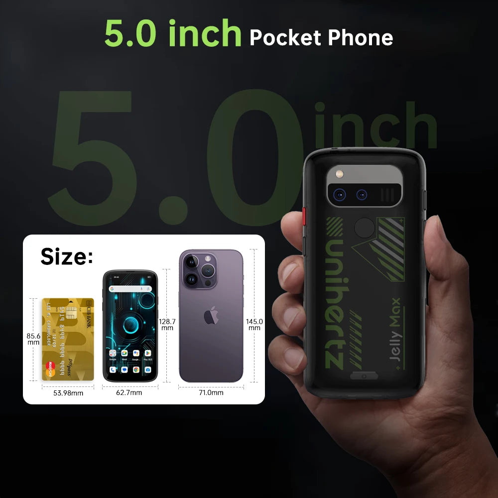 Unihertz Jelly Max – Smartphone 5G Compact 12 Go + 256 Go, Caméra 100 MP, Batterie 4000 mAh