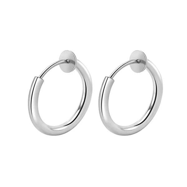 Clips d'Oreilles Créoles SMYXY – Acier Inoxydable Sans Perçage, Style Punk Unisexe 8-16mm