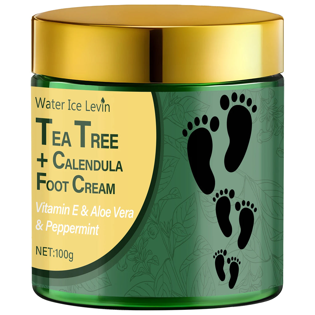 Tea Tree & Calendula Foot Cream with Vitamin E & Aloe Vera, Hydrates & Soothes Feet, Lightweight Non-Greasy Formula.