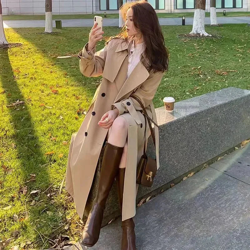Trench Coat Femme Ample Mi-Long – Style Streetwear Casual