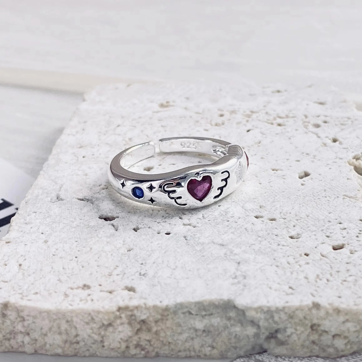 Bague Lotus en Argent Sterling 925 Femme – Texture Rétro & Ajustable | Cadeau Bijou