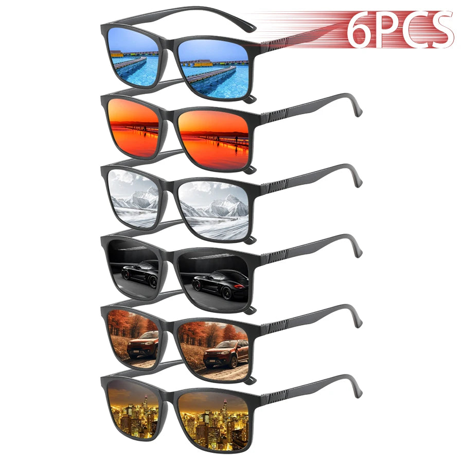 Lot de 6 Lunettes de Soleil Carrées Vintage – Homme & Femme