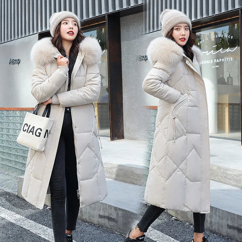 Parka d'Hiver Mi-Longue Femme – Manteau Matelassé à Capuche Col Fourrure, Chaud & Élégant