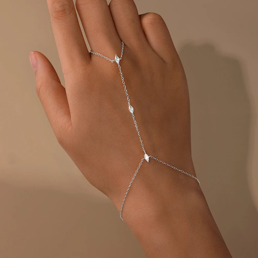 Bracelet Charme Femme en Argent 925 – Zircon Œil de Cheval & Chaîne Anneau | Or & Argent