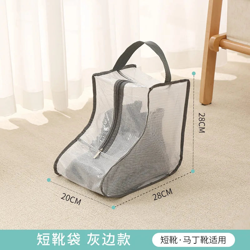 Winter Shoes Dust Cover Mesh Transparent Shoe and Boot Storage Bag with Zipper Portable Travel Dust Organizer Protector Bag