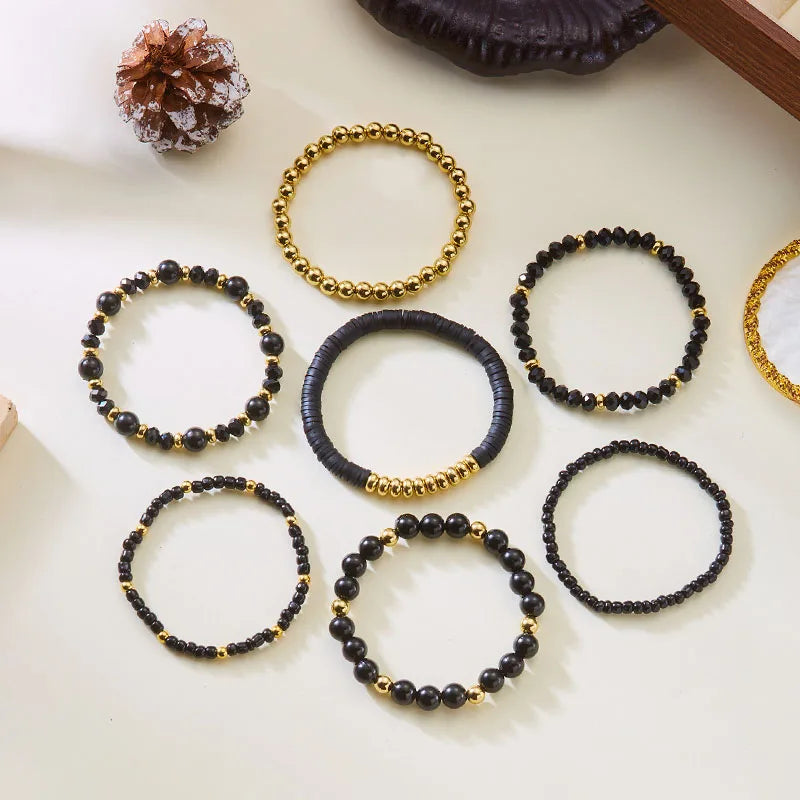 Lot 7 Bohemian Women's Bracelets – Beads, Tiger's Eye & Crystal