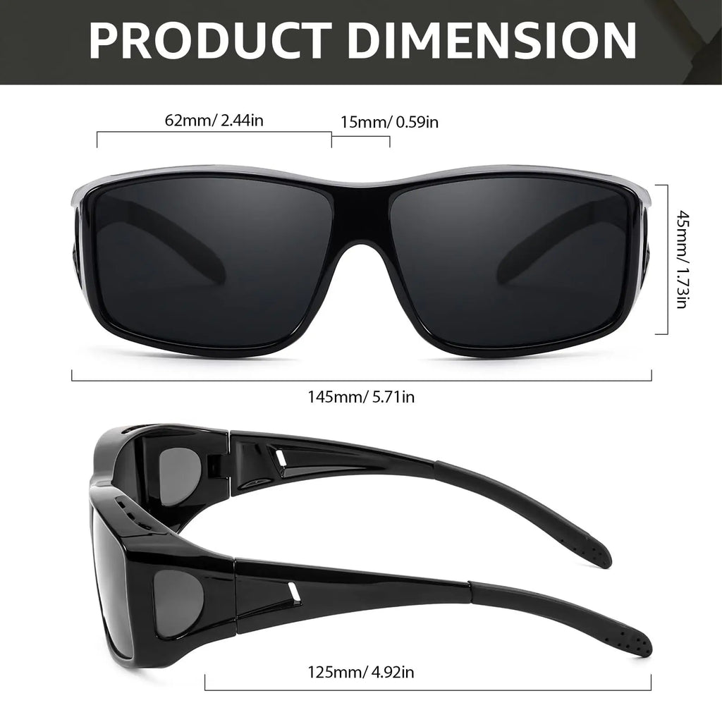 Lunettes de Soleil Polarisées Sur-Lunettes Unisexe – Anti-Reflets, UV400, Monture Titane