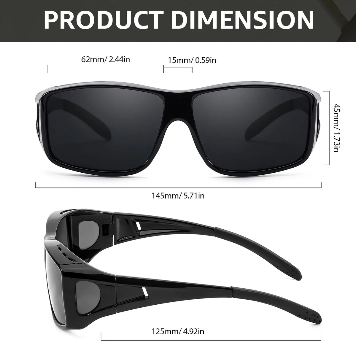 Lunettes de Soleil Polarisées Sur-Lunettes Unisexe – Anti-Reflets, UV400, Monture Titane