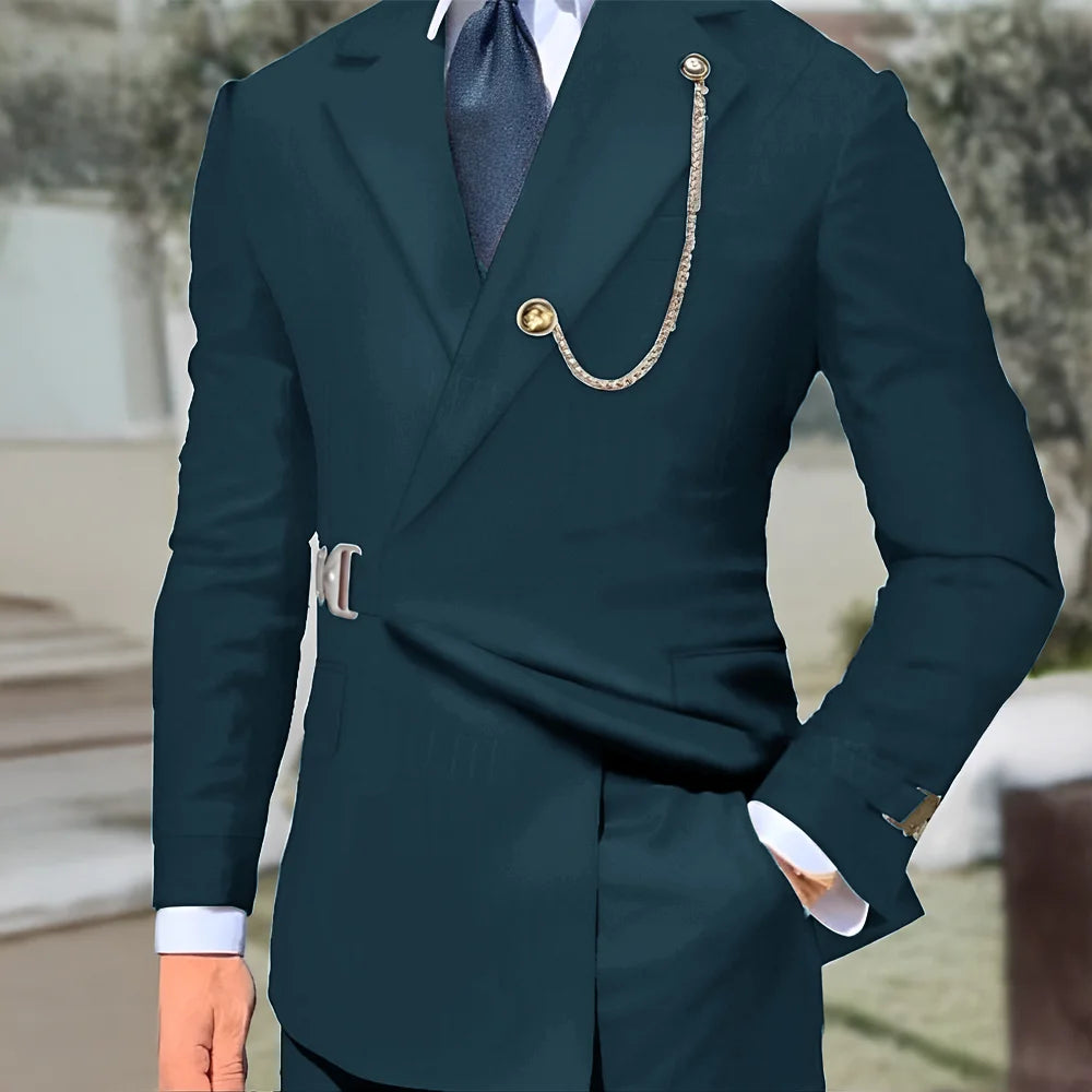New Men's Suit 2-piece Business Formal Blazer Double-breasted Design Groom Tuxedo for Wedding XS-5XL Outfit