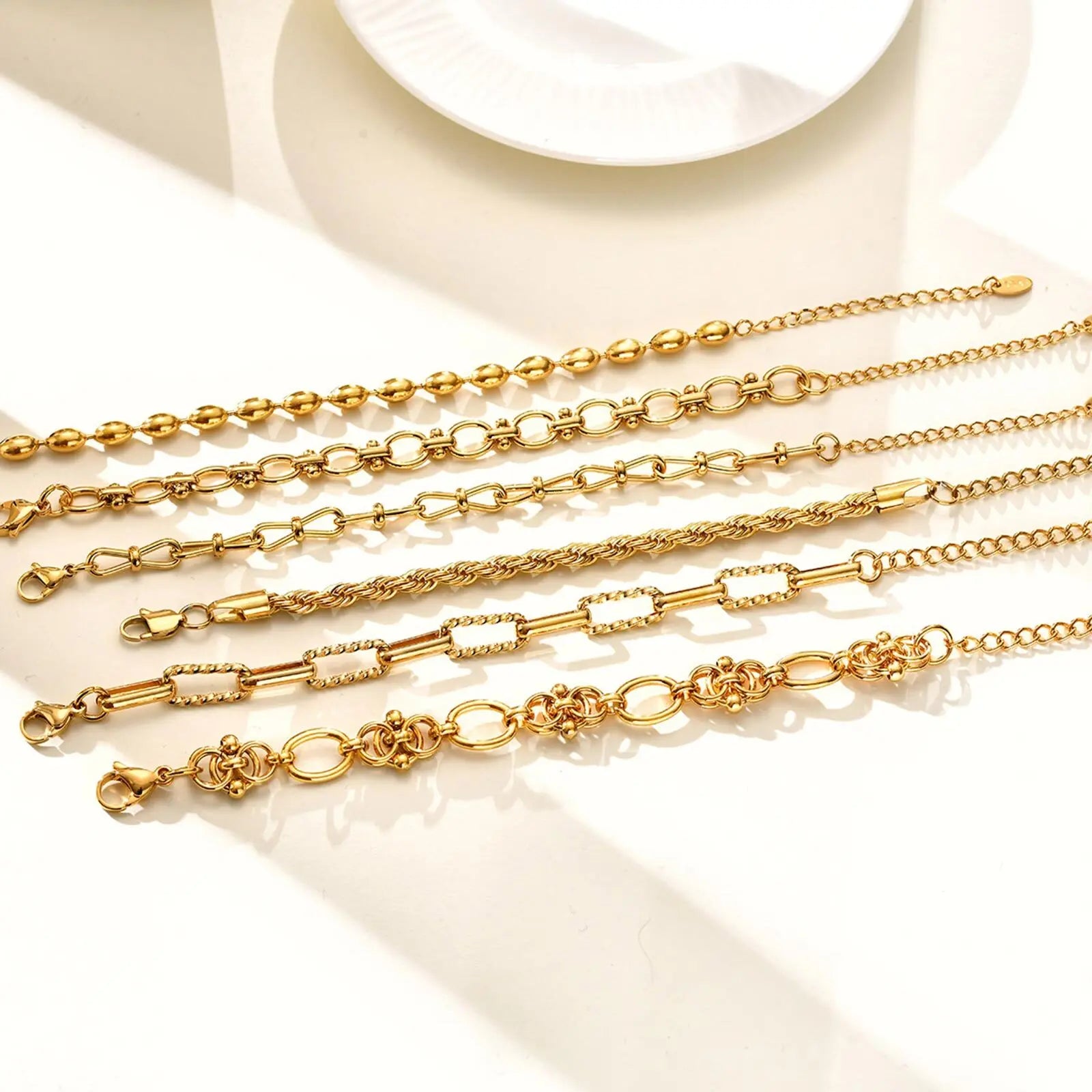 Bracelet Chaîne Acier Inoxydable Plaqué Or – Femme