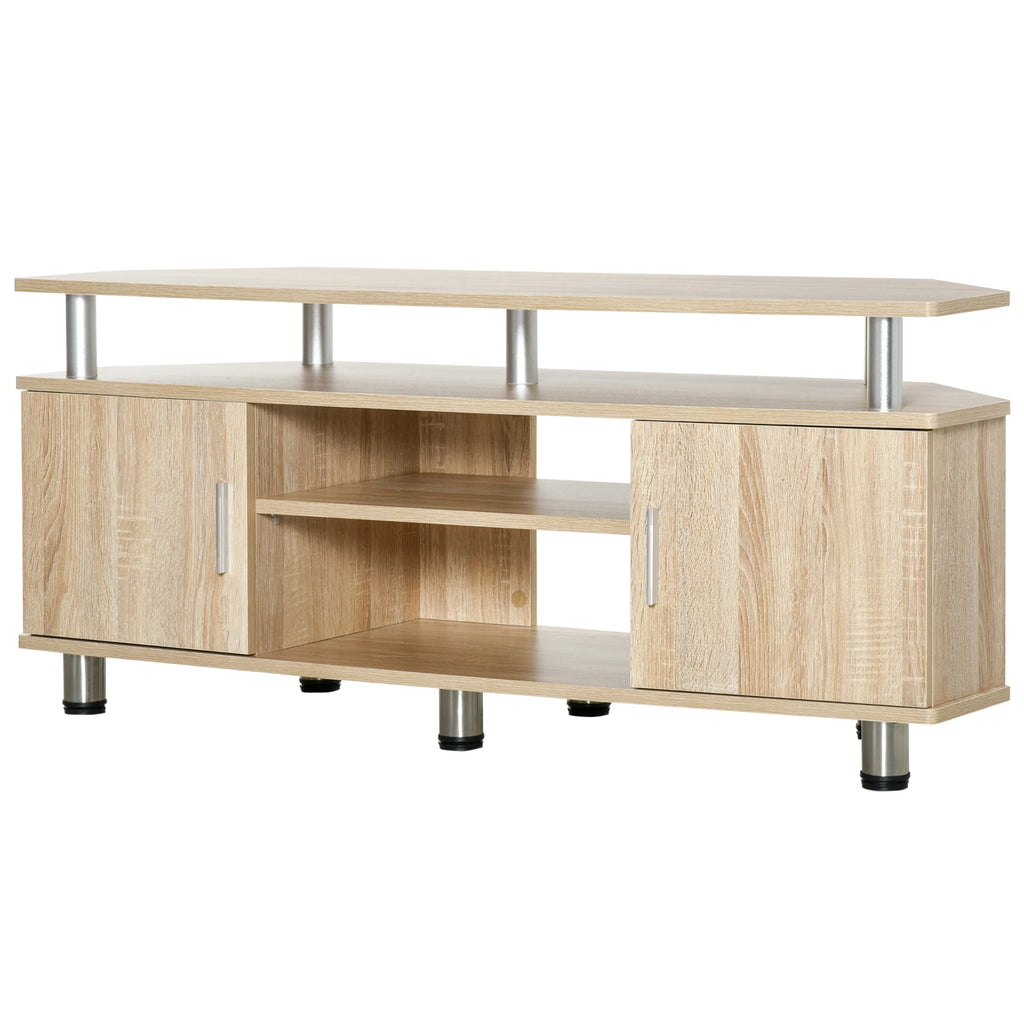 Meuble TV HOMCOM 120x39,5x52 cm – 2 Portes | 2 Étagères | TV 55" | 60 kg | Mélaminé Bois | Salon