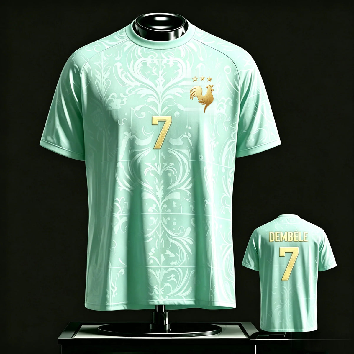 Mbappe 10 Soccer Jersey Golden Rooster Badge Dual-sided Quick Dry Crewneck Short Sleeve Unisex Premium Football Fan Jersey
