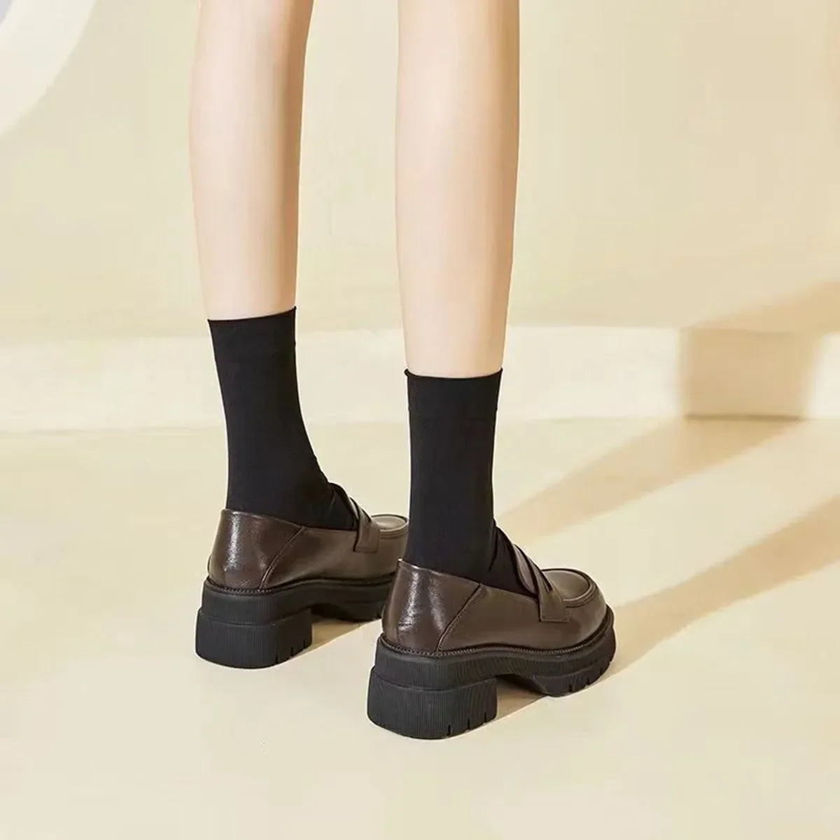 Mocassins Femme Style Universitaire Rétro – Chaussures PU Casual Printemps/Automne