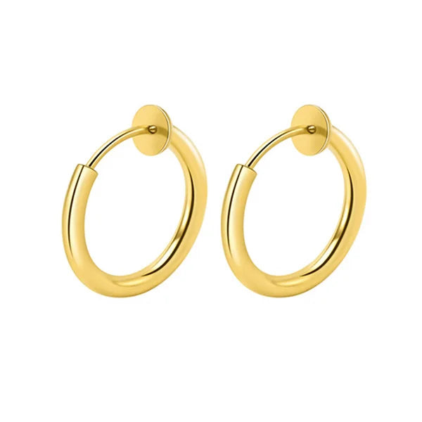 Clips d'Oreilles Créoles SMYXY – Acier Inoxydable Sans Perçage, Style Punk Unisexe 8-16mm