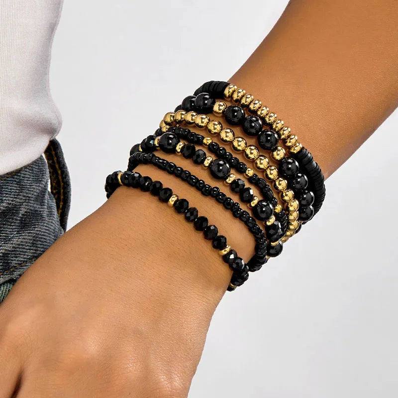Lot 7 Bohemian Women's Bracelets – Beads, Tiger's Eye & Crystal