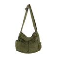 Sac Bandoulière Toile Grande Capacité – Style Rétro Preppy, Mixte, Sac Messenger Étudiant